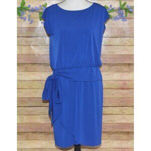 Jessica Howard Ladies Blue Cap Sleeve Knee Length Dress Size 8 Faux Wrap Career